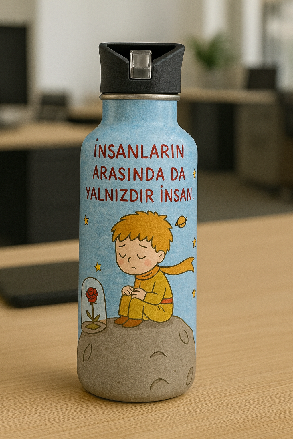 Yalnız Küçük Prens Tasarım Çelik Matara